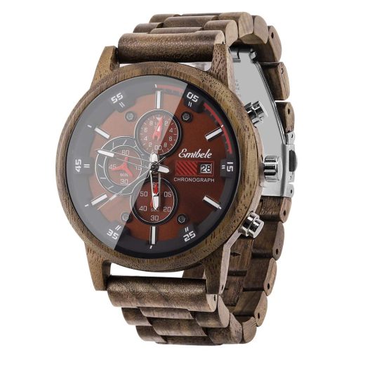 Walnut Wooden Chronograph Watch for Men