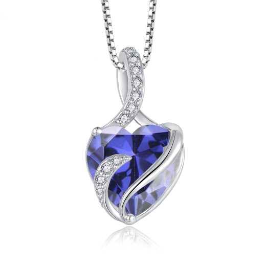 FJ 925 sterling silver heart birthstone necklace 925 Sterling Silver Heart Birthstone Necklace