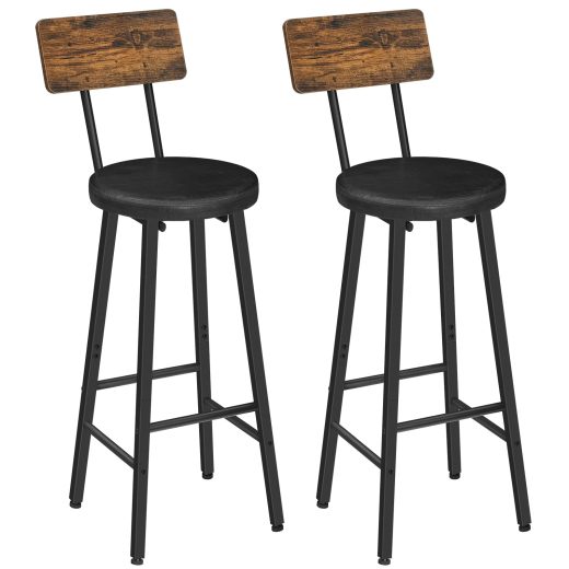 Bar Stools Set of 2 Pu Upholstered Bar