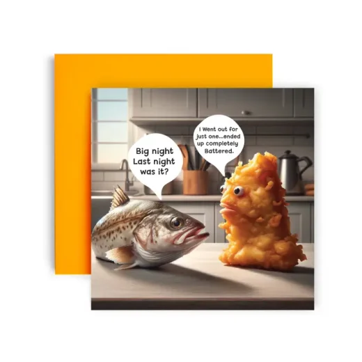 Got Battered Cod Funny Birthday Card