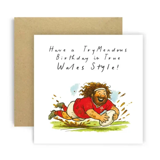 Huxters rugby trymendous style welsh card Rugby Trymendous Style Welsh Birthday Card