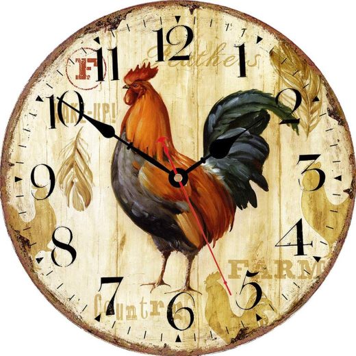 SKJIND vintage farmhouse rooster wall clock Vintage Farmhouse Rooster Wall Clock