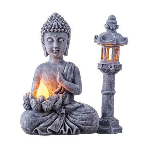 TERESA'S COLLECTIONS meditating buddha statue with solar Meditating Buddha Statue with Solar Light