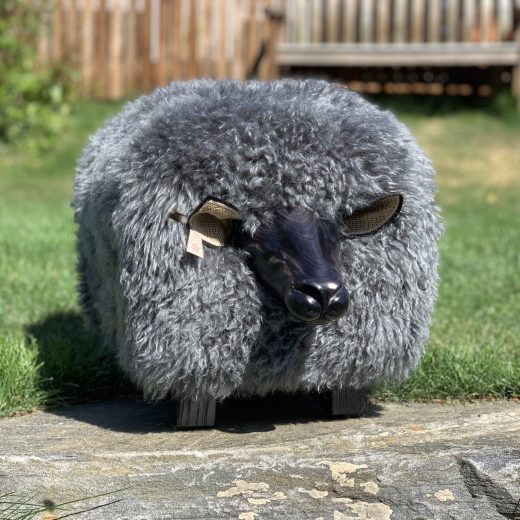 Curly Sheep Footstool Grey Curly Sheep Footstool Grey