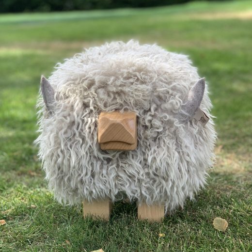 Highland Calf Footstool in Barley