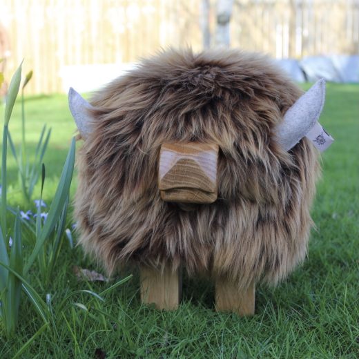 Highland Calf Footstool in Gingerbread