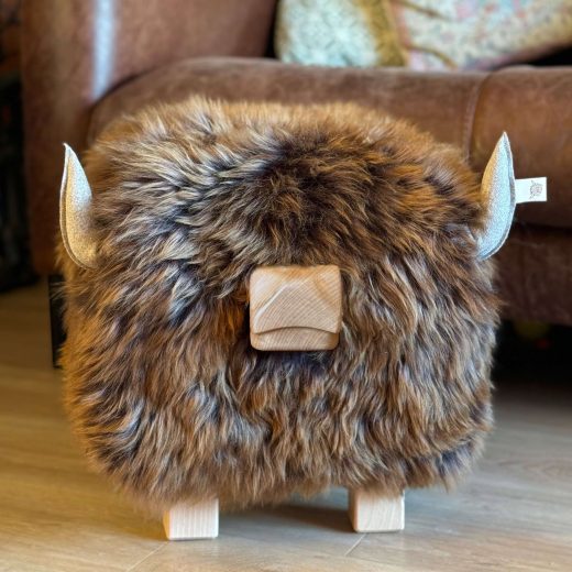 Highland Cow Footstool in Gingerbread Highland Cow Footstool in Gingerbread