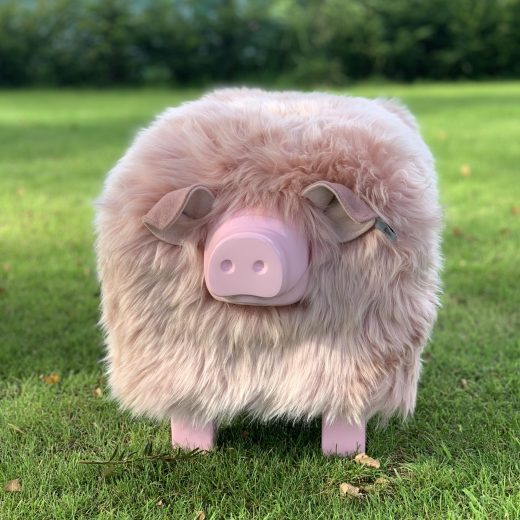 Pink Piggy Sheepskin Footstool Pink Piggy Sheepskin Footstool