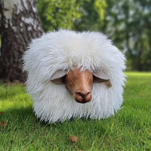 Sheep Footstool in Curly Ivory Sheep Footstool in Curly Ivory