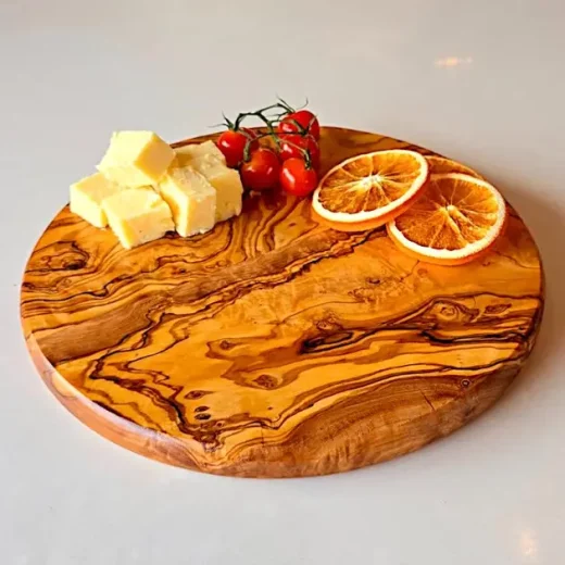 Round Olive Wood 25 Cm Serving Board u2013 Oliveart Round olive wood 25 cm serving board by Oliveart